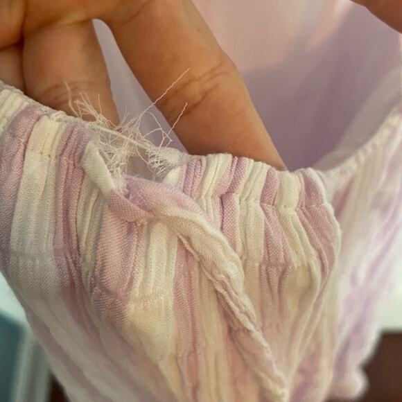 Cinq A Sept Lyle Midi Dress Cutout Striped Smocked Pale Iris Purple Size 8 Glam - Picture 7 of 16